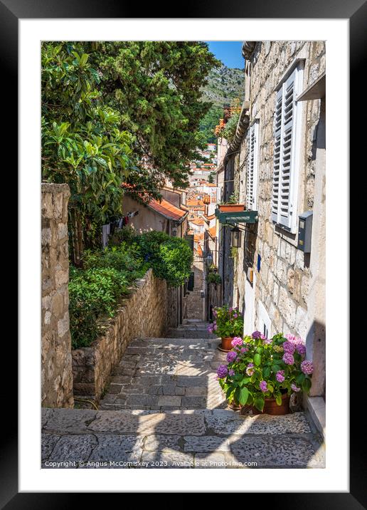 Picturesque Dubrovnik alleyway, Croatia Framed Mounted Print by Angus McComiskey
