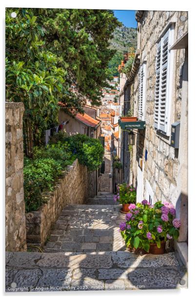 Picturesque Dubrovnik alleyway, Croatia Acrylic by Angus McComiskey
