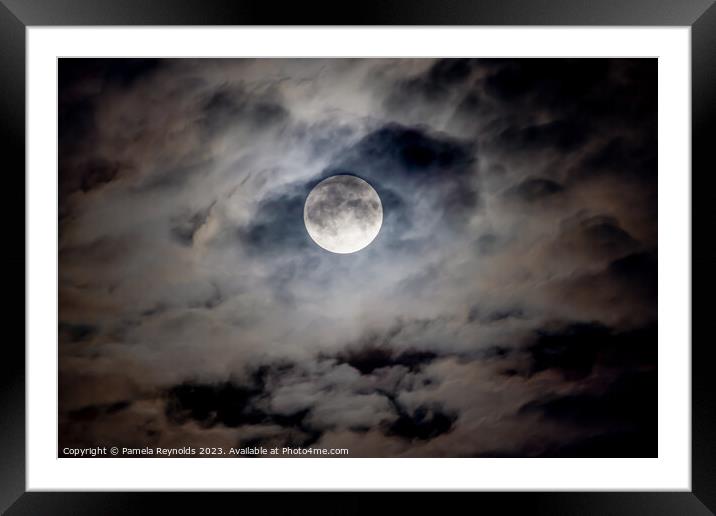 Night Time  Cloudscape with Blue Moon Framed Mounted Print by Pamela Reynolds