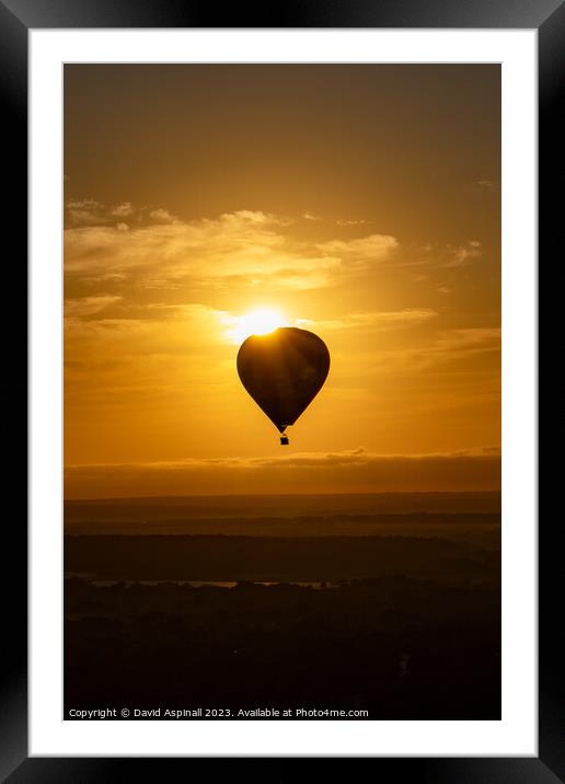 Sunrise over Hot Air Balloon Framed Mounted Print by David Aspinall