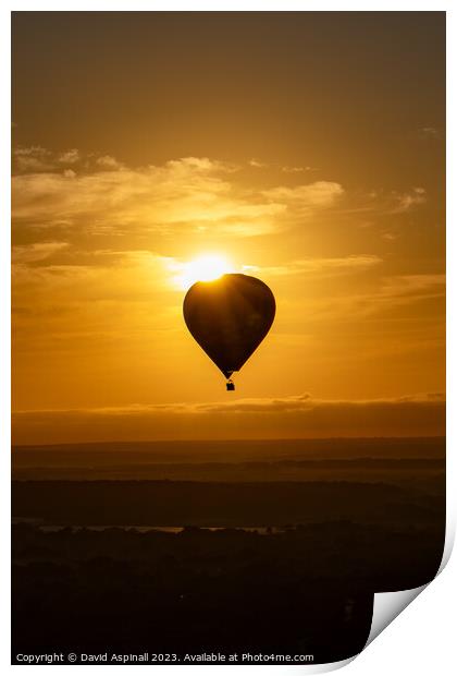 Sunrise over Hot Air Balloon Print by David Aspinall