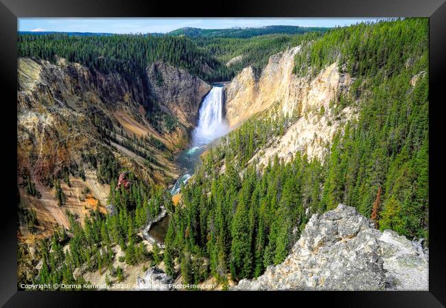 Lower Falls In Yellowstone Framed Print by Donna Kennedy