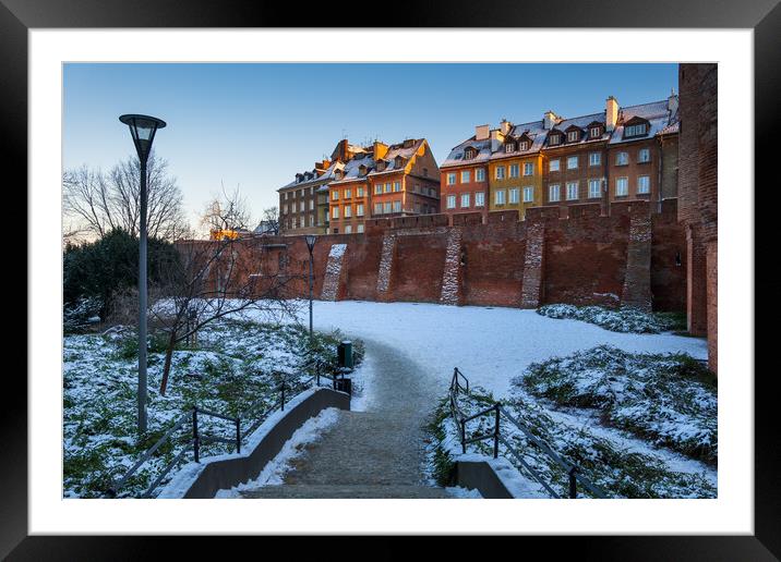 Winter In Old Town Of Warsaw In Poland Framed Mounted Print by Artur Bogacki