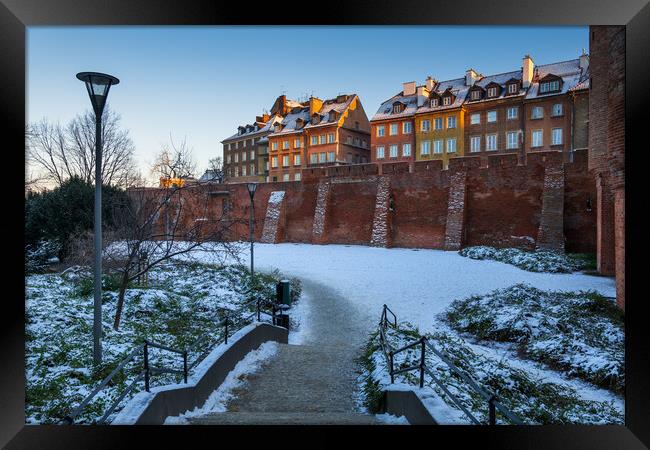 Winter In Old Town Of Warsaw In Poland Framed Print by Artur Bogacki