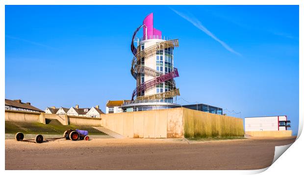 Redcar Beacon, Seafront, and Beach Print by Tim Hill