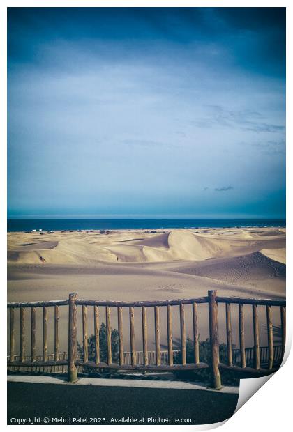 Sand dunes of Maspalomas, Gran Canaria, Canary Islands, Spain. Print by Mehul Patel
