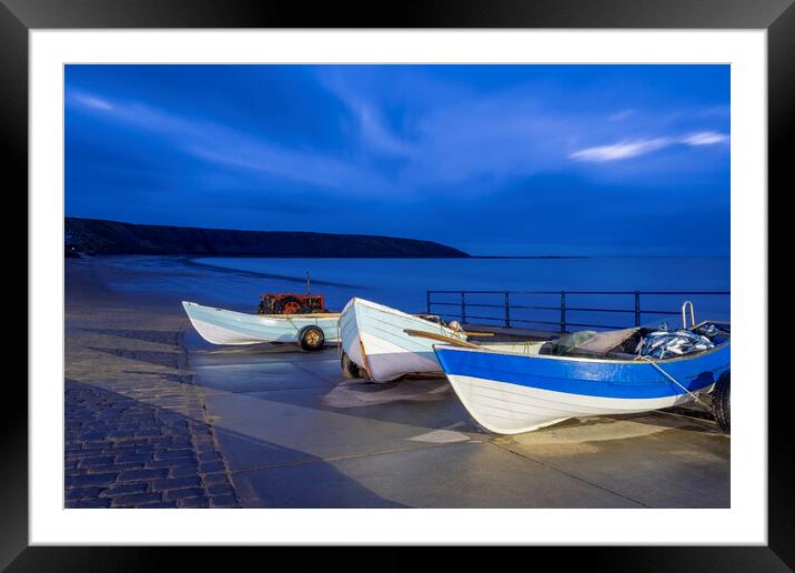 Filey Cobble Boat Ramp at Blue Hour Framed Mounted Print by Tim Hill