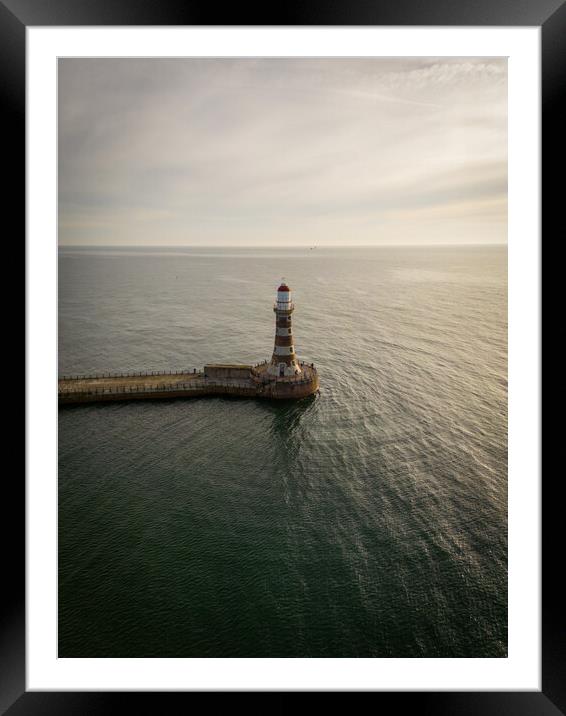 Roker Pier Lighthouse Framed Mounted Print by Apollo Aerial Photography