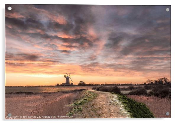 Tower Windmill Sunrise Norfolk  Acrylic by Jim Key