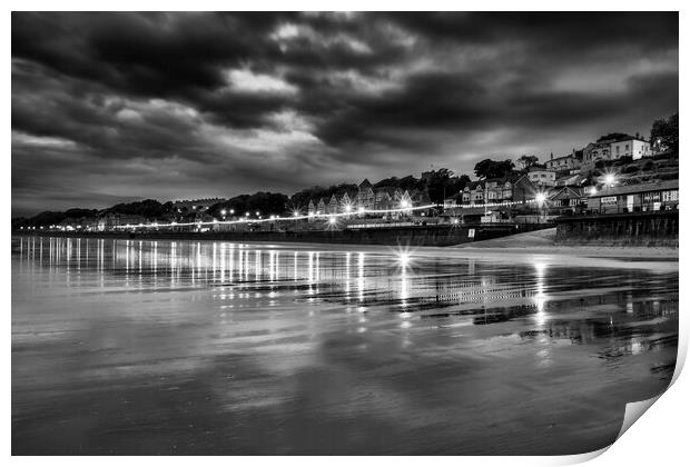 Filey Black and White Print by Tim Hill