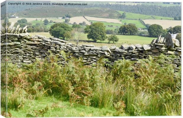 Drystone Wall Dipped on Gelligaer Common  Canvas Print by Nick Jenkins