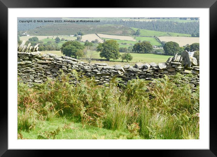 Drystone Wall Dipped on Gelligaer Common  Framed Mounted Print by Nick Jenkins