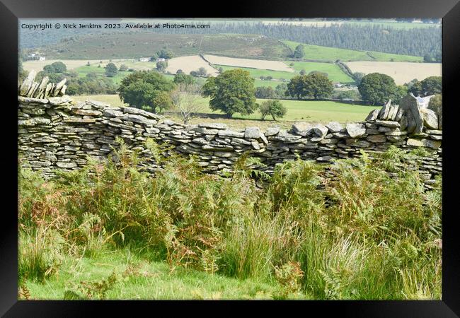 Drystone Wall Dipped on Gelligaer Common  Framed Print by Nick Jenkins