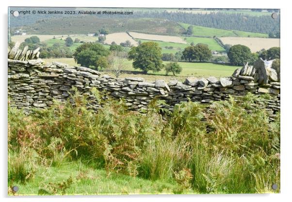 Drystone Wall Dipped on Gelligaer Common  Acrylic by Nick Jenkins