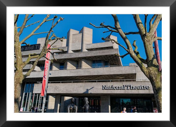 The iconic National Theatre on Londons South Bank Framed Mounted Print by Steve Painter