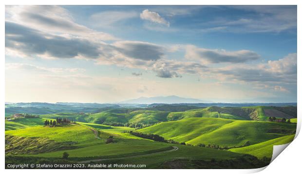 Countryside landscape in Volterra. Tuscany, Italy Print by Stefano Orazzini