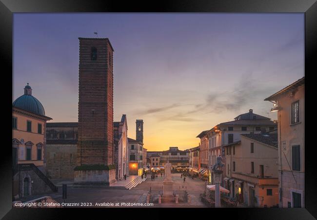 Pietrasanta old town at sunset, Tuscany, Italy Framed Print by Stefano Orazzini
