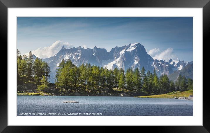 The Arpy Lake and the Mont Blanc massif in the background. Aosta Framed Mounted Print by Stefano Orazzini
