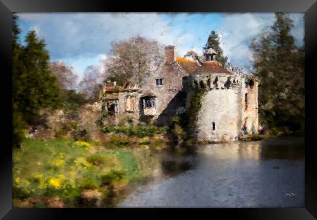Scotney Castle, Kent. View Across the Lake Framed Print by Jules D Truman