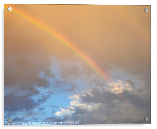 Rainbow In The Evening Sky Acrylic by STEPHEN THOMAS