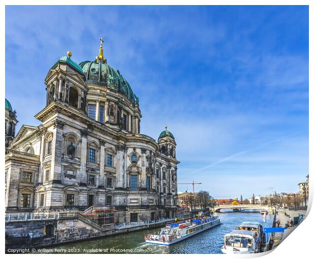 Spree River Tour Boats Cathedral Berlin Germany Print by William Perry