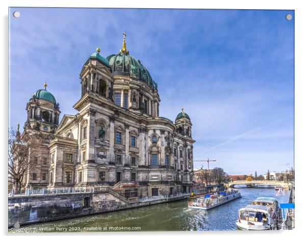Spree River Tour Boats Cathedral Berlin Germany Acrylic by William Perry