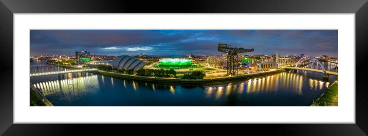 Glasgow Waterfront Night Panorama Framed Mounted Print by Apollo Aerial Photography