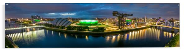 Glasgow Waterfront Night Panorama Acrylic by Apollo Aerial Photography