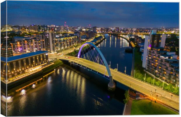 Clyde Arc Bridge at Night Canvas Print by Apollo Aerial Photography