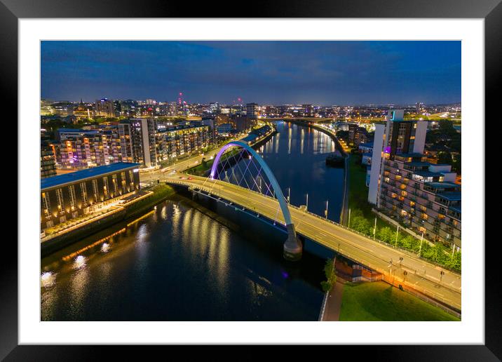 Clyde Arc Bridge at Night Framed Mounted Print by Apollo Aerial Photography