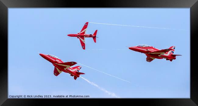 The Red Arrows Arriving at Hawarden Airport Framed Print by Rick Lindley