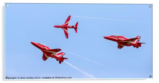 The Red Arrows Arriving at Hawarden Airport Acrylic by Rick Lindley