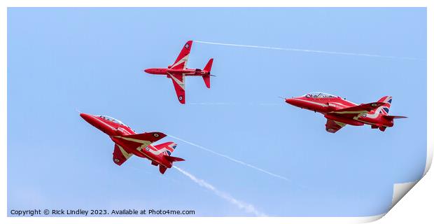 The Red Arrows Arriving at Hawarden Airport Print by Rick Lindley