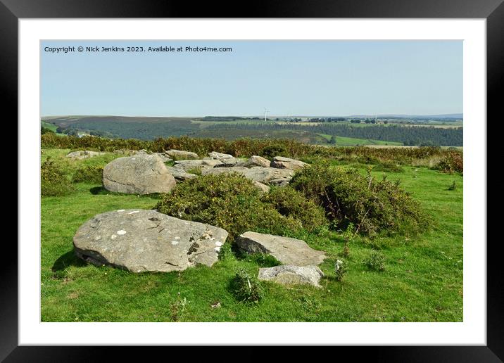 Limestone boulders left on Gelligaer Common Framed Mounted Print by Nick Jenkins