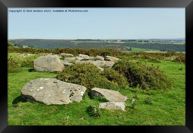 Limestone boulders left on Gelligaer Common Framed Print by Nick Jenkins