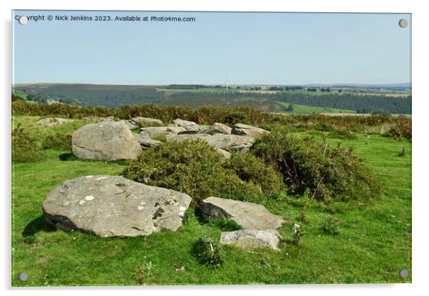 Limestone boulders left on Gelligaer Common Acrylic by Nick Jenkins