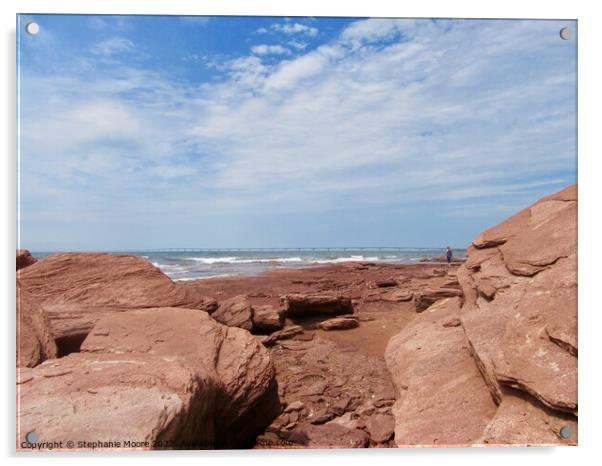 Red rocks of PEI Acrylic by Stephanie Moore