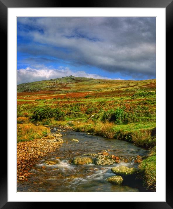 River Lyd Looking Towards Great Links Tor Framed Mounted Print by Darren Galpin