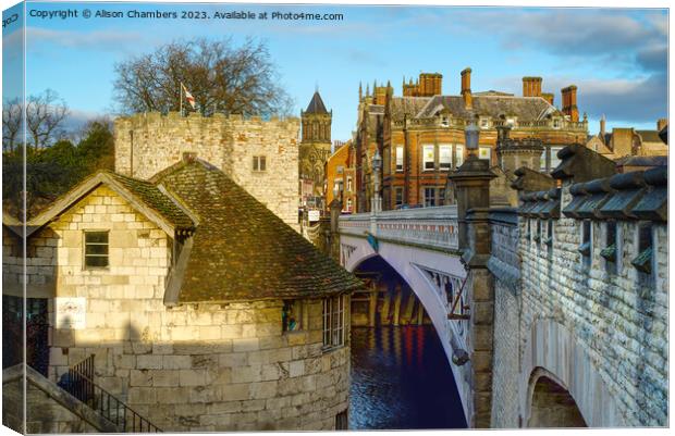 Lendal Bridge on River Ouse in York  Canvas Print by Alison Chambers