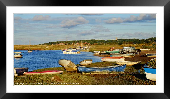 Blakeney Habour Evening Framed Mounted Print by Diana Mower