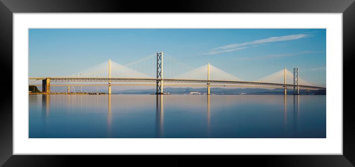 The Forth Road Bridge and Queensferry Crossing  Framed Mounted Print by Anthony McGeever