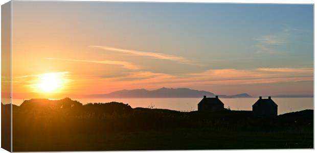 South Ayrshire sunset at Prestwick over Arran Canvas Print by Allan Durward Photography