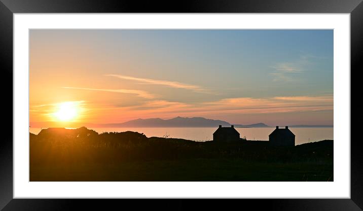 South Ayrshire sunset at Prestwick over Arran Framed Mounted Print by Allan Durward Photography