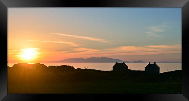 South Ayrshire sunset at Prestwick over Arran Framed Print by Allan Durward Photography