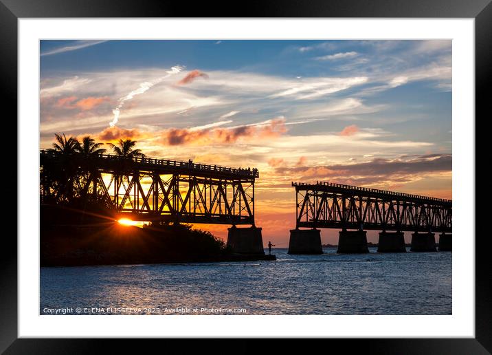 Rail bridge at Florida Keys Framed Mounted Print by ELENA ELISSEEVA