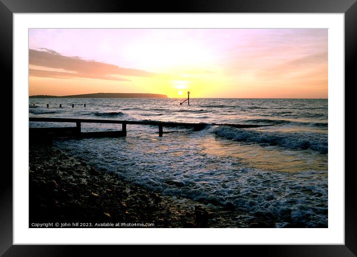 Sunrise over Sandown bay. Framed Mounted Print by john hill