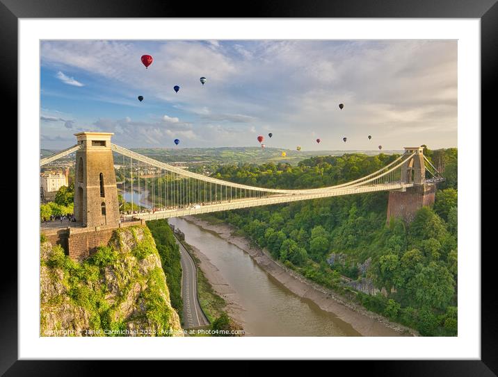 Iconic Clifton Bridge Hot Air Balloon Mass Ascent Framed Mounted Print by Janet Carmichael