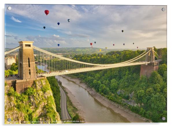 Iconic Clifton Bridge Hot Air Balloon Mass Ascent Acrylic by Janet Carmichael