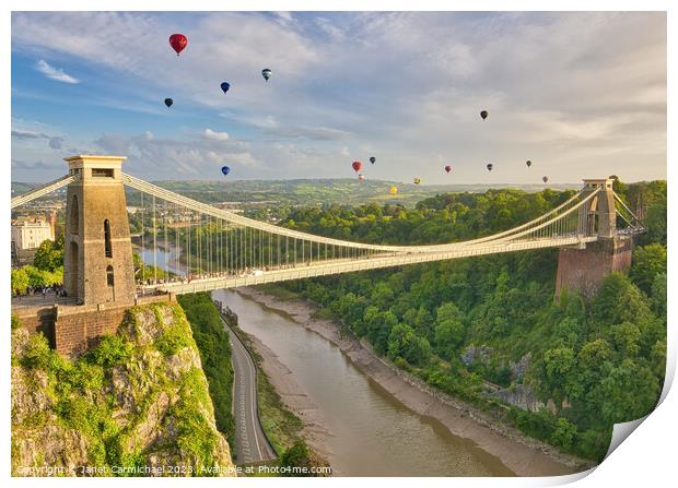 Iconic Clifton Bridge Hot Air Balloon Mass Ascent Print by Janet Carmichael