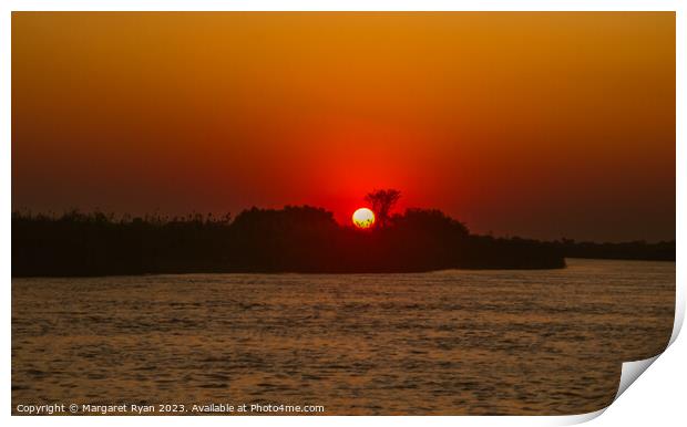 Okavango river sunset Print by Margaret Ryan